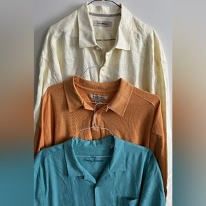 Tommy Bahama XXL Green orange cream s/s & l/s Hawaiian button Shirt bundle lot 3
